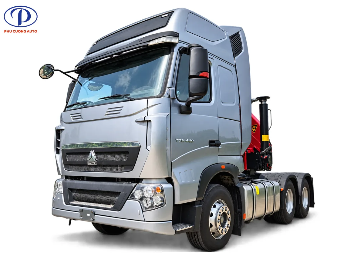 Xe Đầu Kéo Howo TH7 440HP Gắn Cẩu Gập Sany Palfinger 10 Tấn (SPK 23500C)